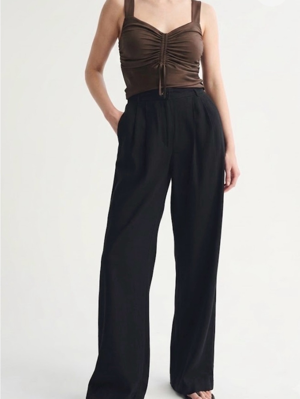 Abercrombie & Fitch Linen-Blend Tailored Pleated Wide Leg Pants Sz 29L